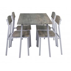 5-Piece Dining Table Set with 4 Chairs Modern Rustic Wood-Look Tabletop & Sturdy Steel Frame Kitchen Dining Room Breakfast Table Set for Small Spaces Gray Finish 5-Piece Dining Table Set with 4 Chairs Modern Rustic Wood-Look Tabletop & Sturdy Steel Frame Kitchen Dining Room Breakfast Table Set for Small Spaces Gray Finish